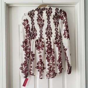 Xhilaration Tops - NWT White and Burgundy Floral Blouse Xhilaration Tops - NWT White and Burgundy Floral Blouse